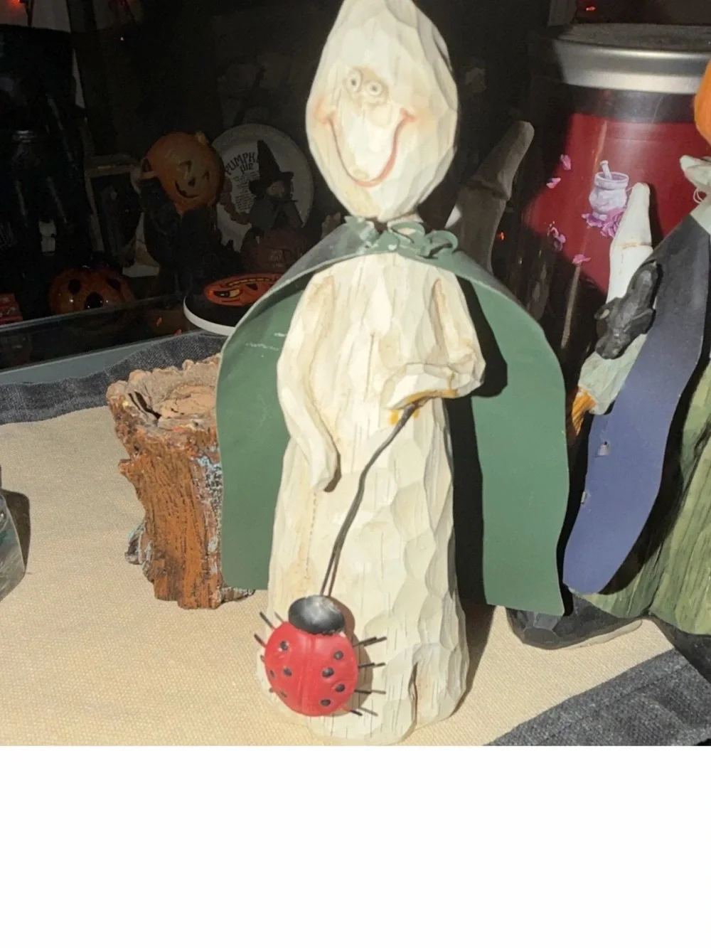 Recollections Orange Pumpkin & Green Cloak Halloween Figurine Set